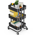 3-Tier Metal Rolling Utility Cart with 2 Lockable Wheels F923