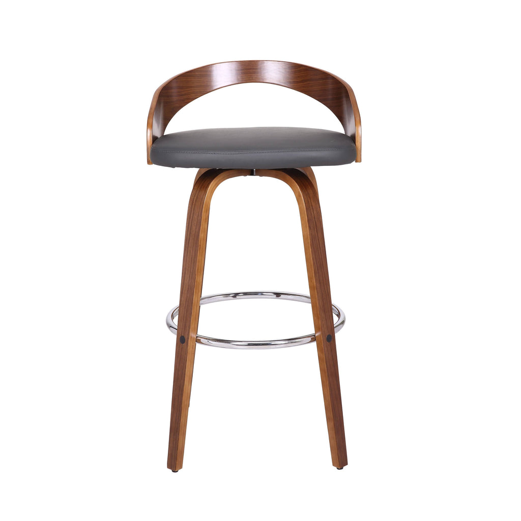 Walnut Upholstered Wood Bar Stool - Brown - Counter Height H2977
