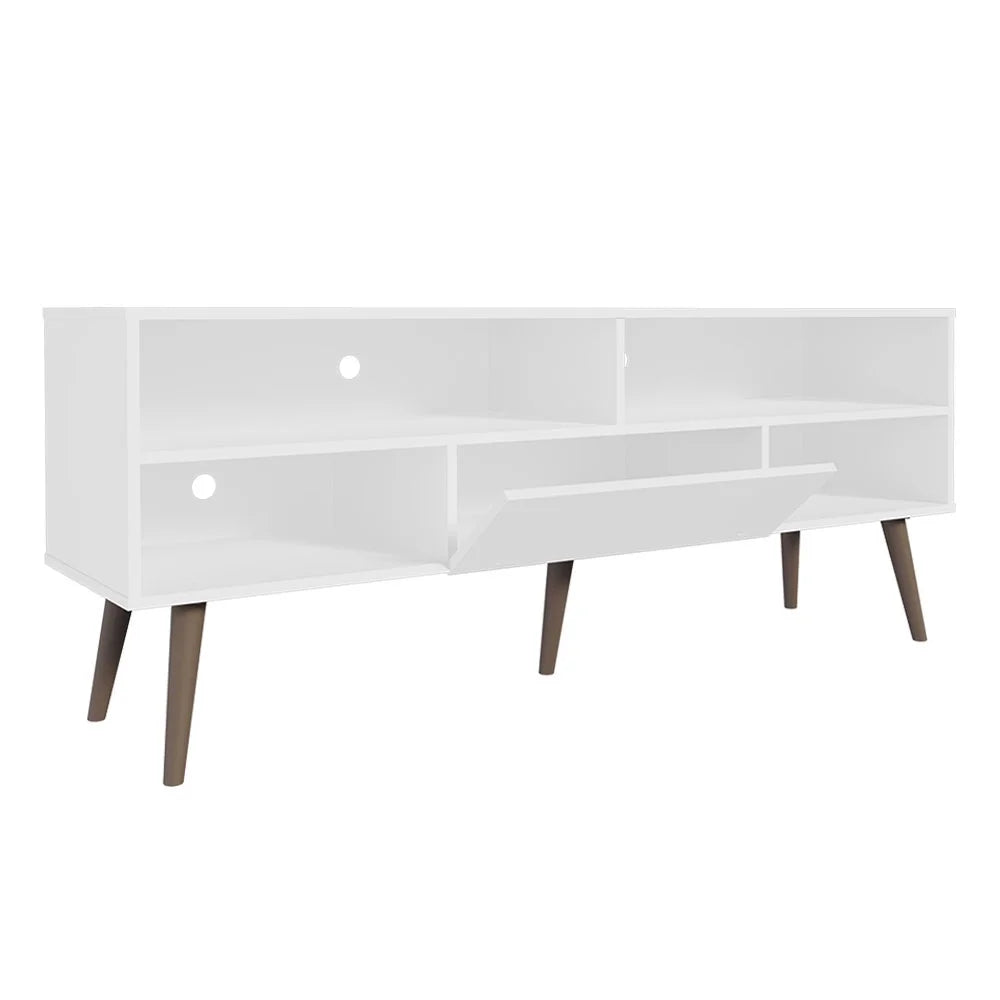 Modern Black Wood TV Stand with 1 Door and 4 Shelves R6862