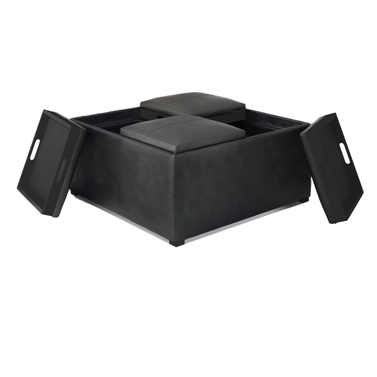 35 inch Square Storage Ottoman Faux Leather V406