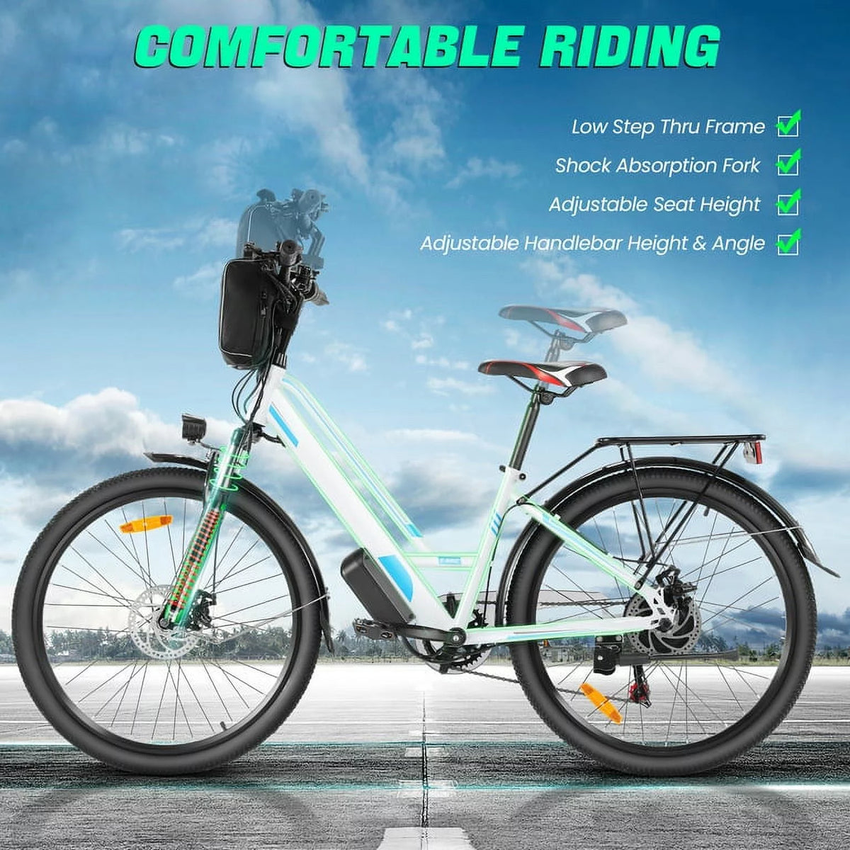 26'' Electric Bike with Carrier Rack S2221
