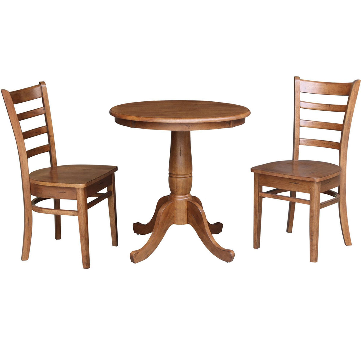 Distressed Oak 3 Piece Pedestal Table Set F475