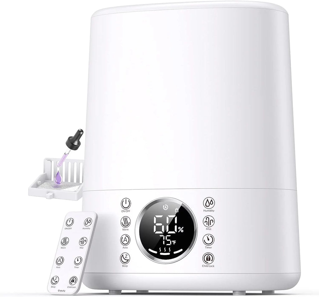 Warm and Cool Mist Top Fill Ultrasonic Humidifier with Remote M4194