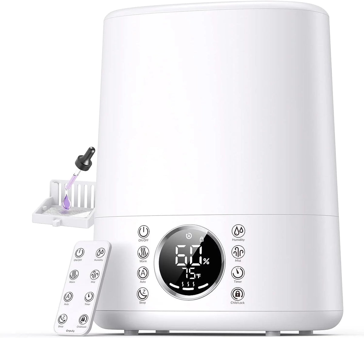 Warm and Cool Mist Top Fill Ultrasonic Humidifier with Remote M4194