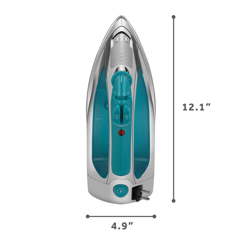 Chrome and Teal Finish Steam Iron with Retractable Cord B9310