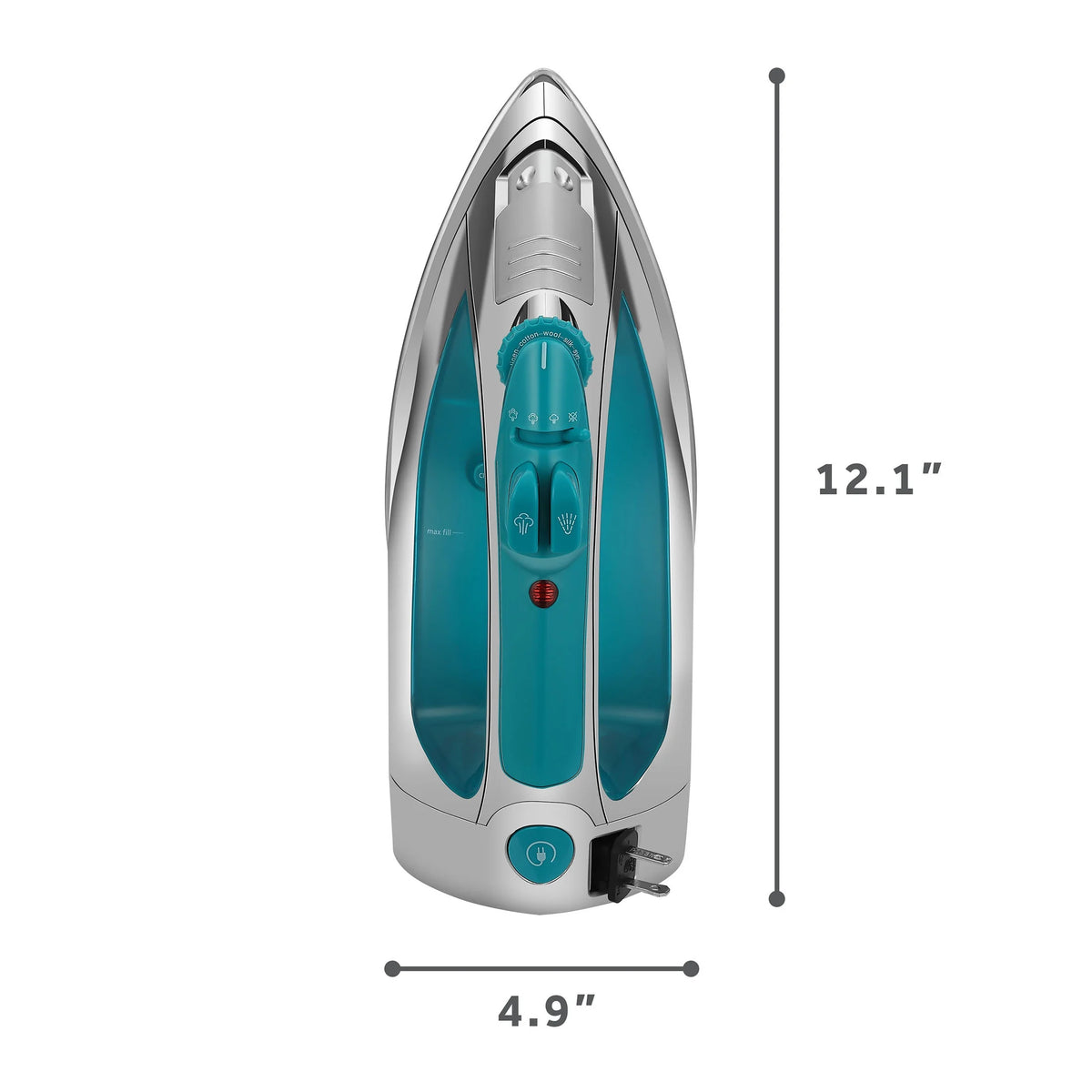 Chrome and Teal Finish Steam Iron with Retractable Cord B9310