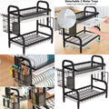 Adjustable 2-Tier Dish Drying Rack with Cutting Board Holder A39363