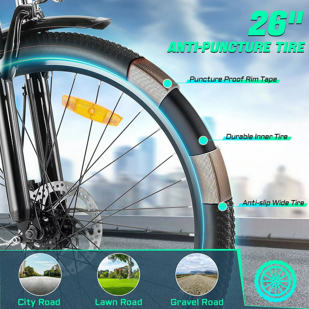 26'' Electric Bike with Carrier Rack S2221