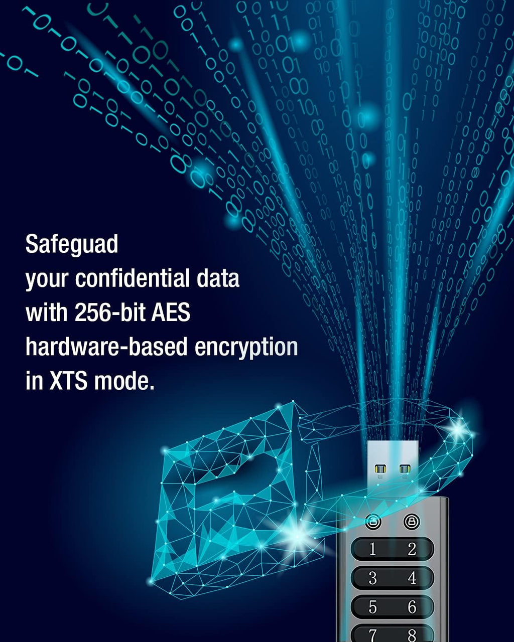 64GB Secure Encrypted USB Flash Drive with Keypad V493
