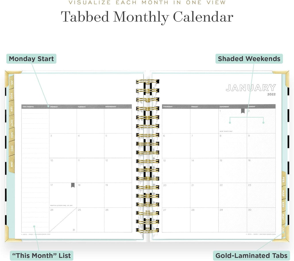 Black Stripe Spiral Bound Daily Planner Y788