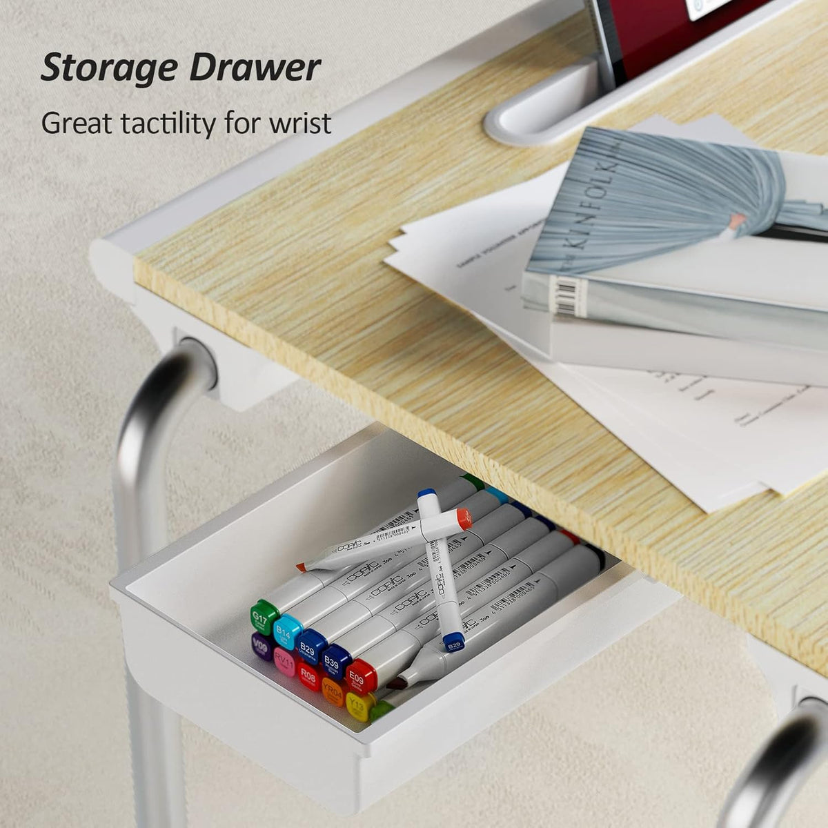 Foldable Laptop Bed Desk with Storage Drawer, Tablet Slot, 21.7x13x9.8 Inches, Pack of 2 N646