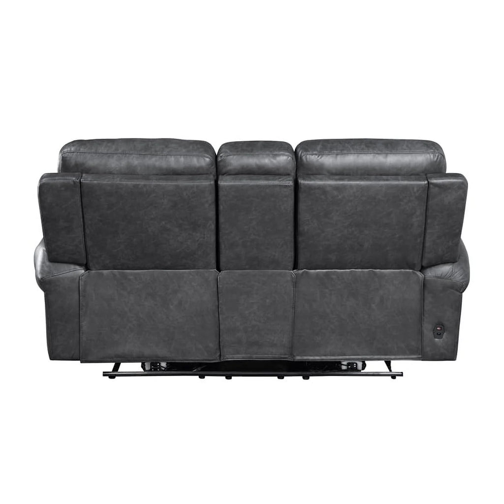 Gray Faux Leather Double Reclining Love Seat S80074