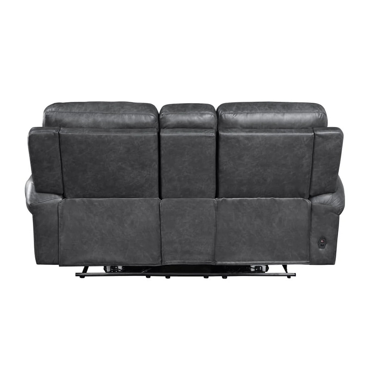 Gray Faux Leather Double Reclining Love Seat S80074