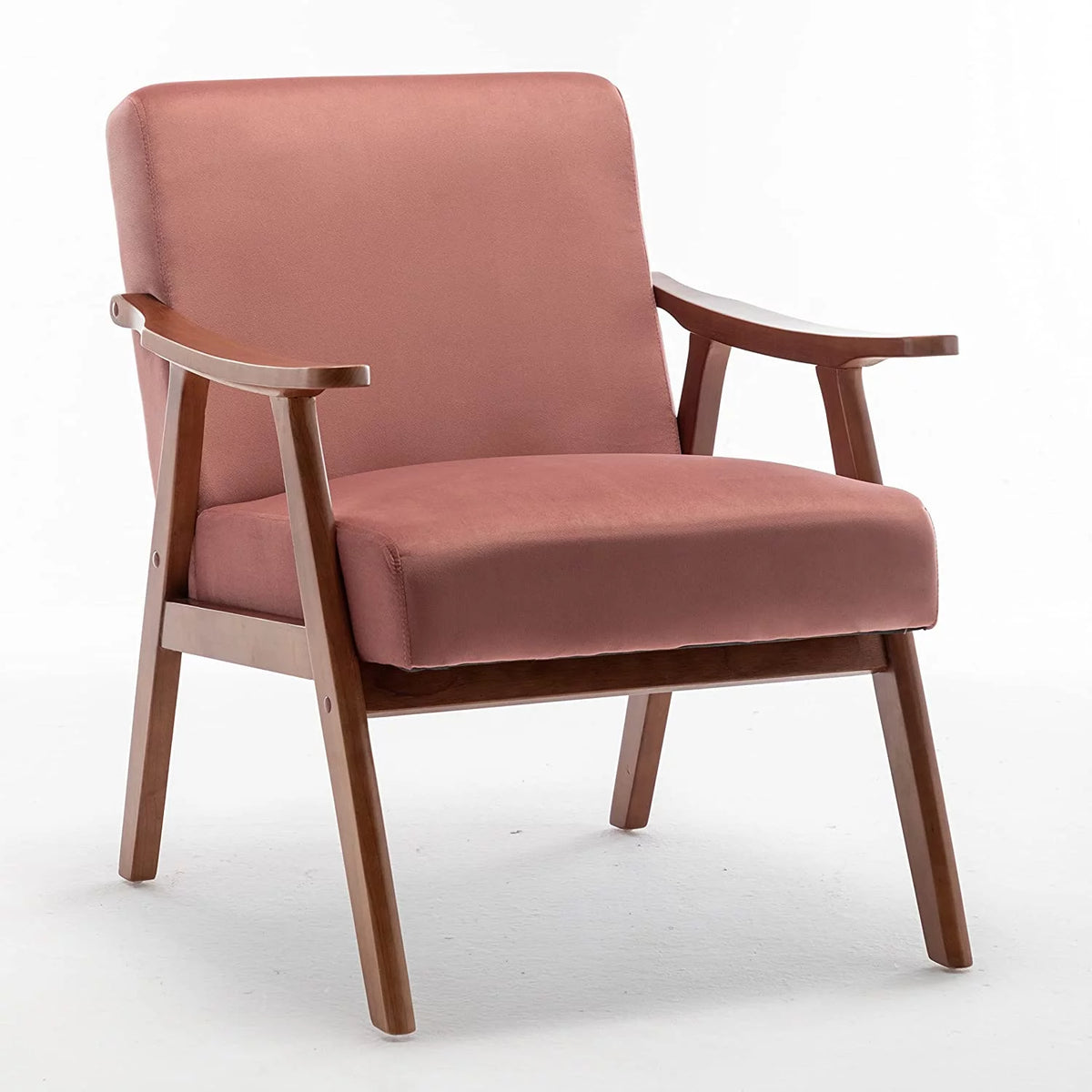 Light Camel Microfiber Accent Chair with Solid Wood Frame A692