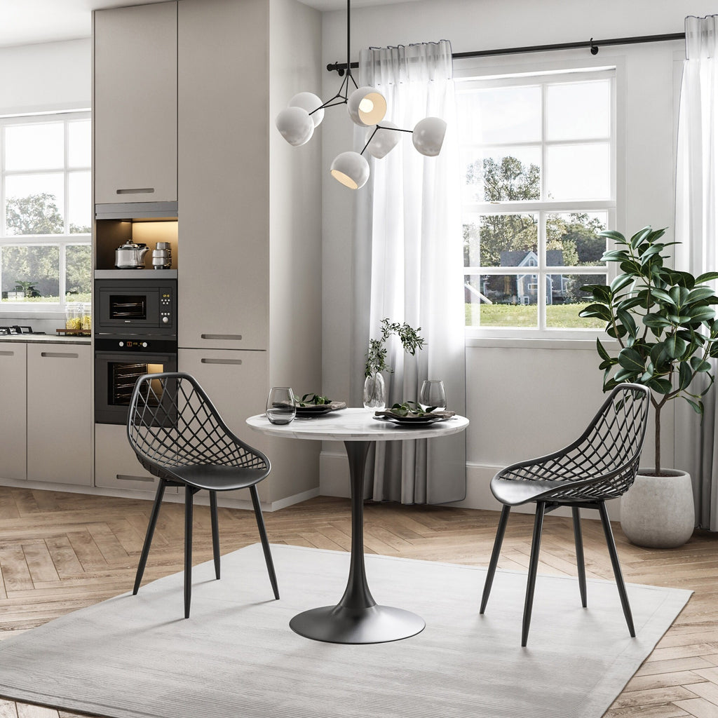 Black Plastic and Steel Dining Chair 2 Piece Set J533163