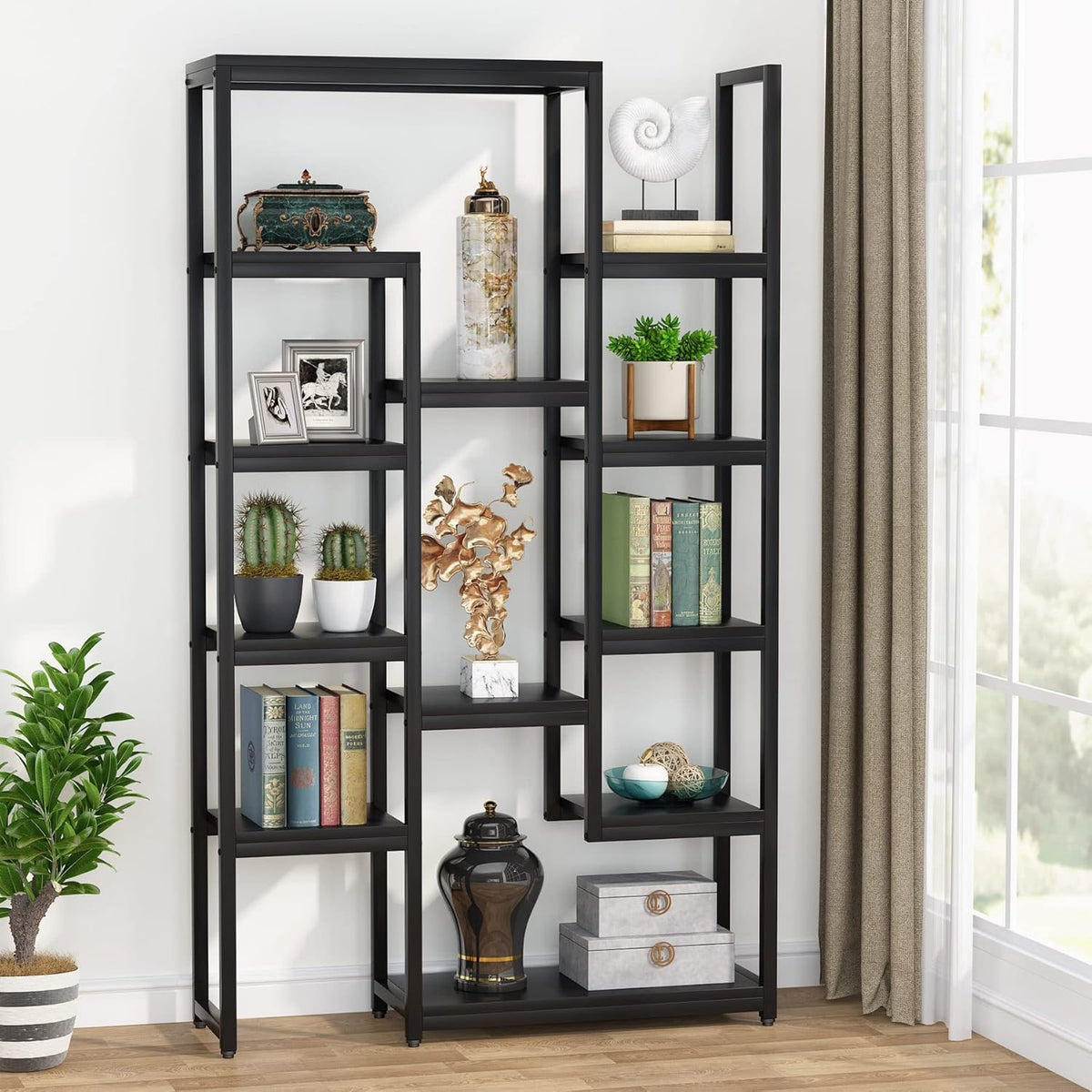 6-Tier 70.9 inch Tall Bookcase, 12-Shelf Display Shelves, White H38862
