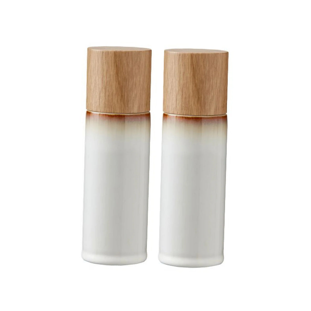 Wood Stoneware Salt & Pepper Mill 2Pcs Cream X7579