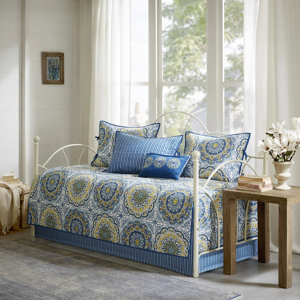 Blue 6-Piece Reversible Daybed Cover Set N77442