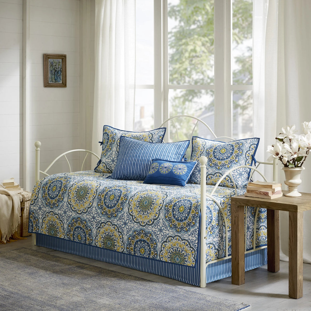 Blue 6-Piece Reversible Daybed Cover Set N77442
