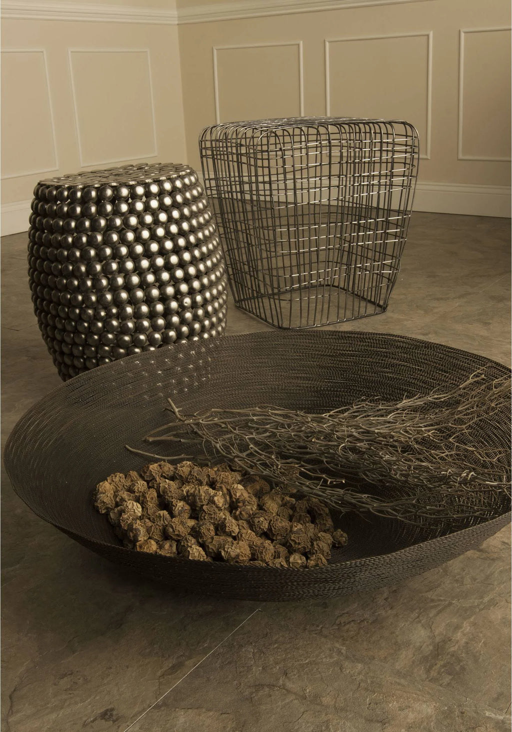 Pewter Pebble Stool S104