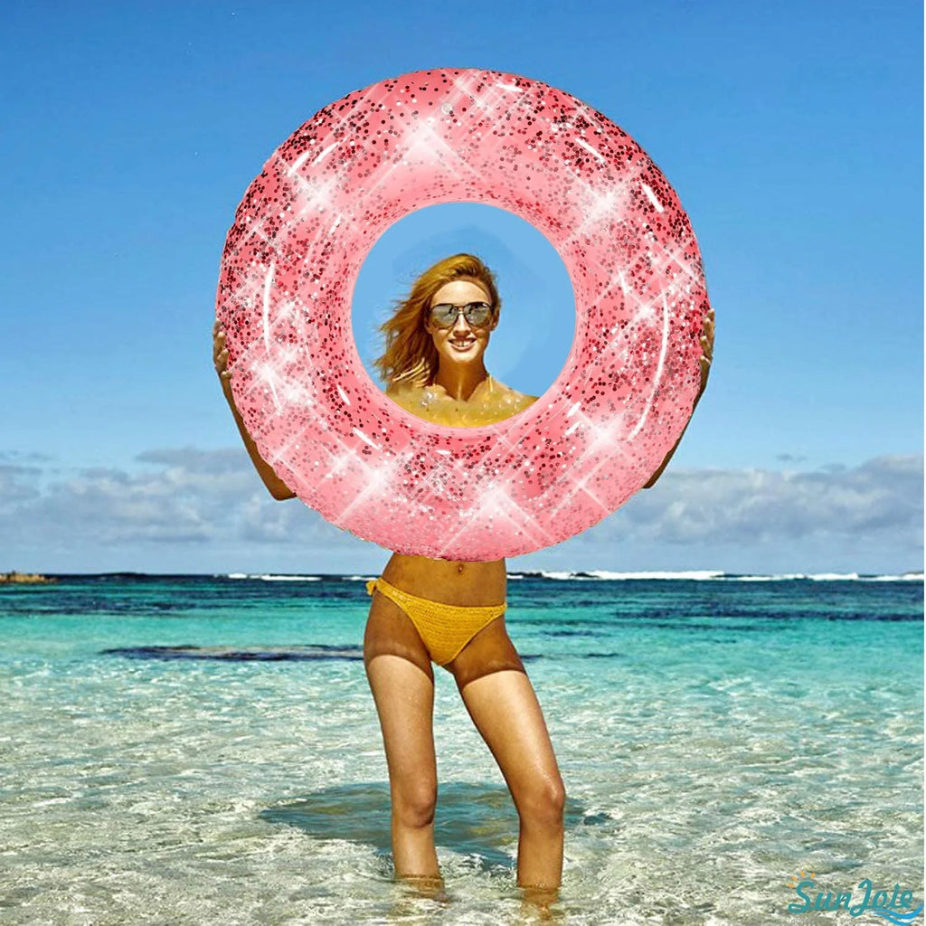 Rose Gold Inflatable Pool Floats Rings, 36 Inch N1086