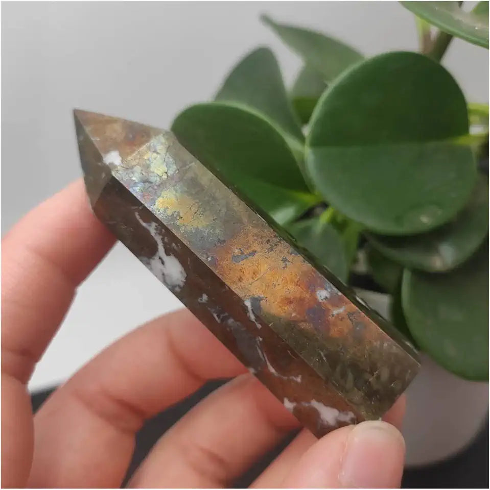 Natural Crystal Rough Copper Pyrites Wand Gemstone Obelisk K85634