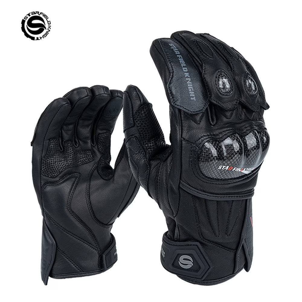 Vintage Leather Two-Finger Touchscreen Motorcycle Gloves I3428