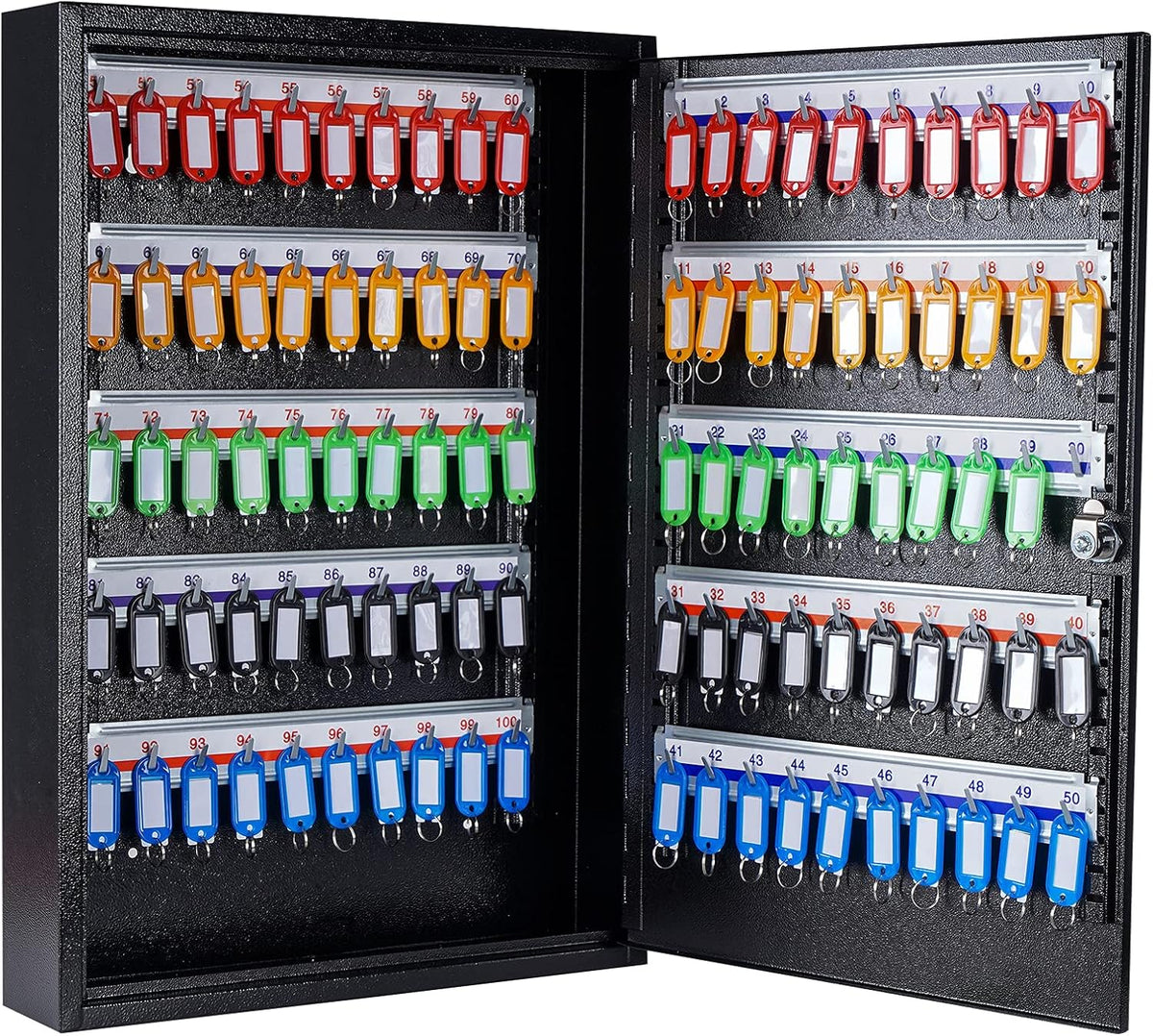 Black Metal Key Cabinet with Key Tags V403