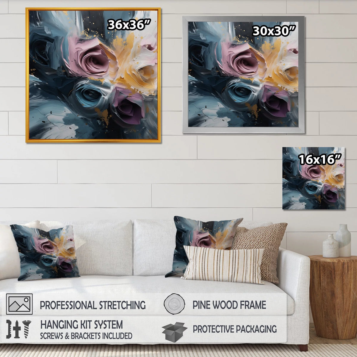 Pink Rose Floral Canvas Prints 30 in. wide x 30 in. high R94279