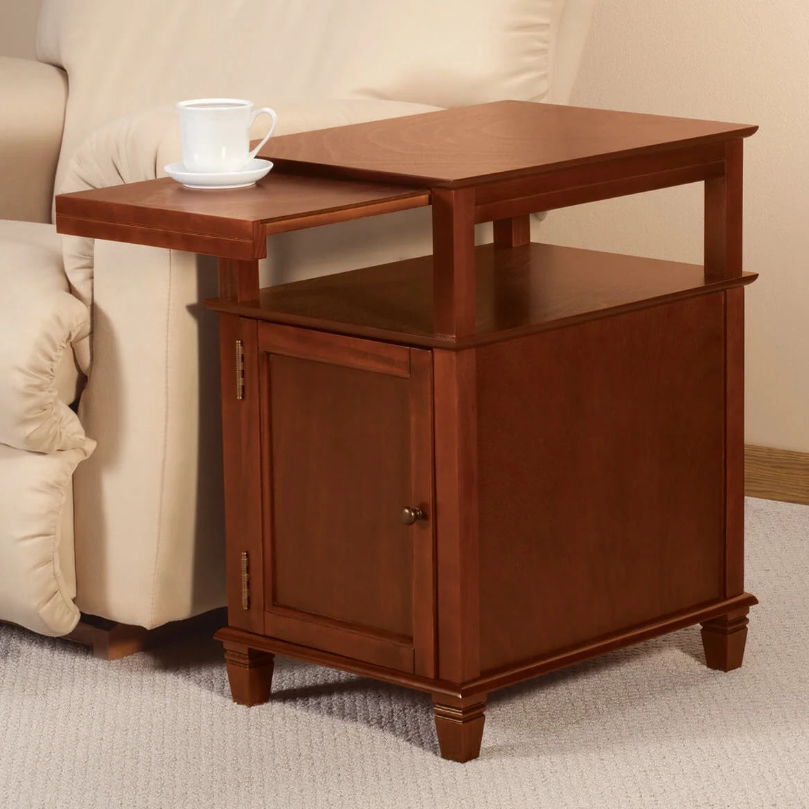 Mahogany Recliner Table with Slide-Out Shelf P382837