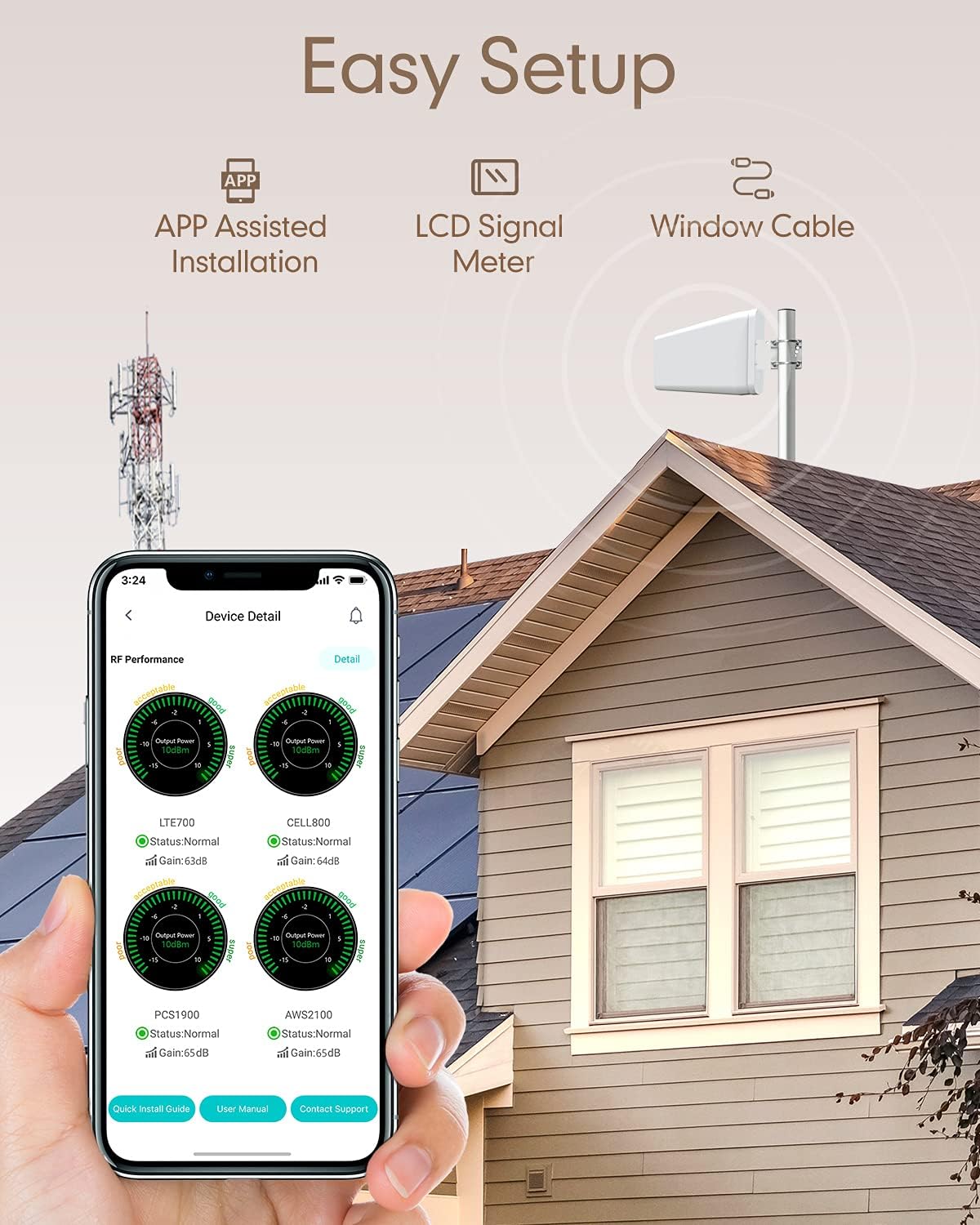 Cell Phone Signal Booster with 2 Indoor Antennas Y65776