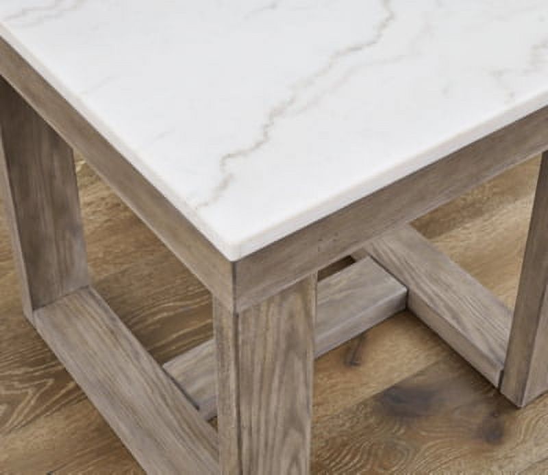 White Marble Top Casual End Table Z19671