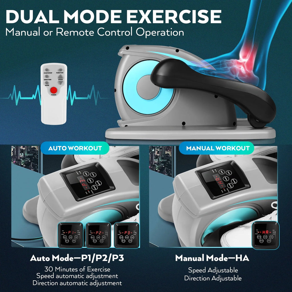 Under Desk Elliptical Machine, Mini Seated Elliptical with 5 Adjustable Speed, Gray S466468