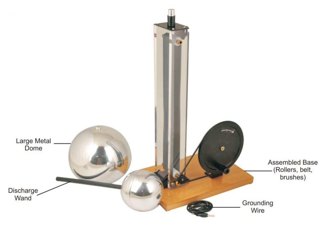 Hand Crank Van De Graaf Generator, 7.5" Dome, 22" Tall K392