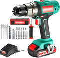 Cordless Drill 20V Max Brushless Drill, 2.0 AH Battery 1H Fast Charger, 21+3 Torque Setting 1/2" Automatic Chuck, 20pcs Drill Bit Set H28923