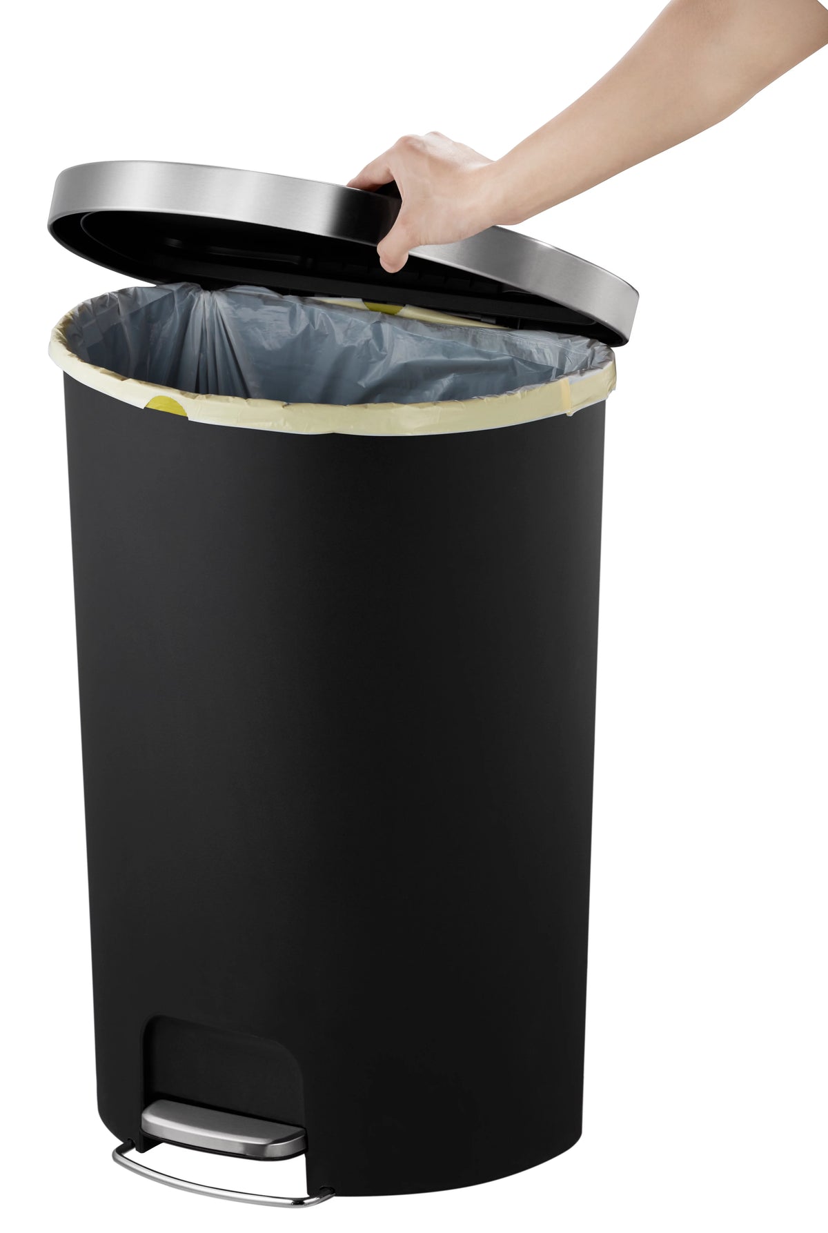 14.5-gal Black Plastic Kitchen Step Trash Can M9035