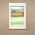 White Cordless Faux Wood Blind 34 in. W x 84 in. L D495021