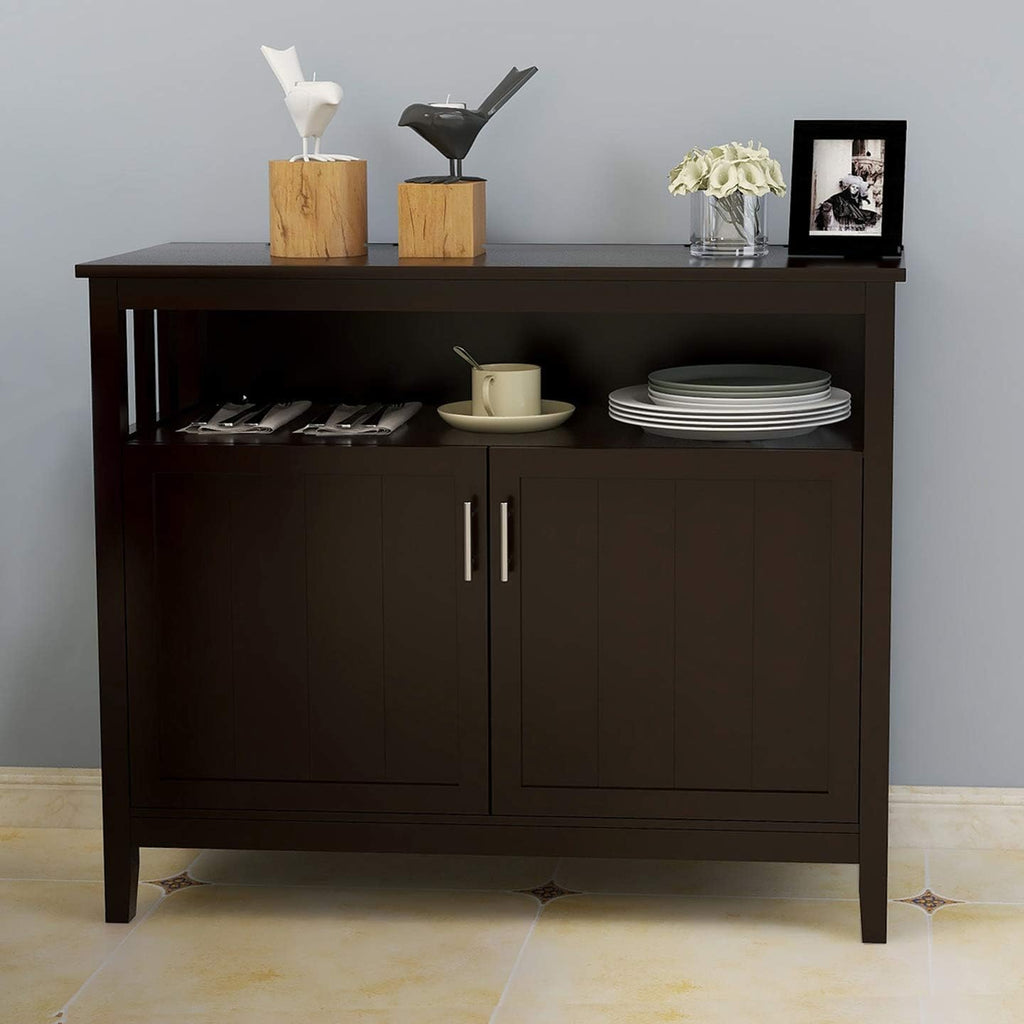 Kitchen Storage Sideboard Buffet Server Cabinet with 2-Door Adjustable Shelf and Open Shelf J9378