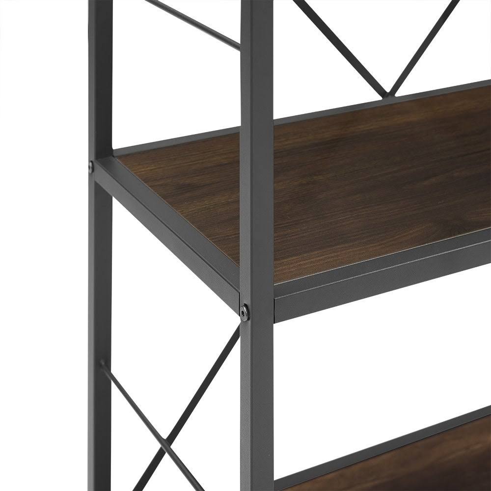 30x22 Five Shelf Laminate Wood and Metal Utility Shelf Dark Walnut Q4082