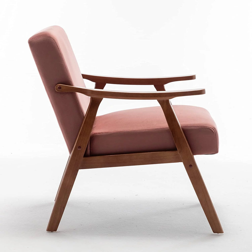 Light Camel Microfiber Accent Chair with Solid Wood Frame A692