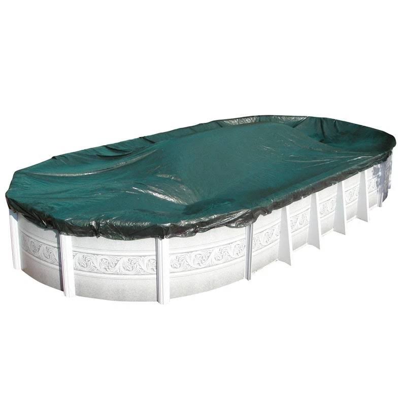 Solid Winter Cover for 18x34 ft Oval Pools with 50 Cover Clips U377278