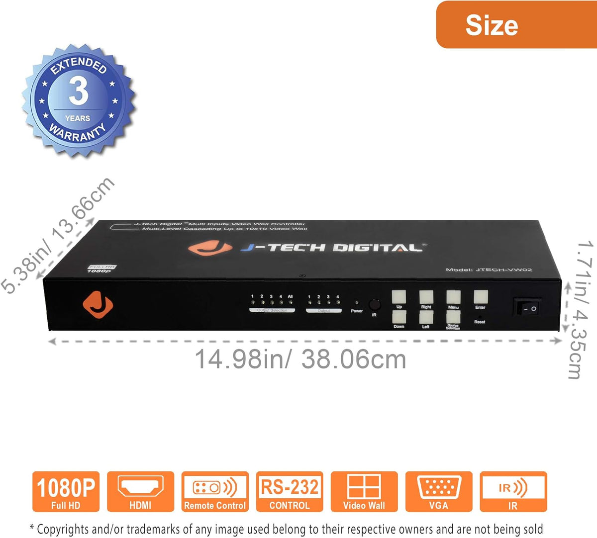 Video Wall Controller 3X3 2X2 1X4 3X1 Multi-Channel HDMI VGA AV USB T364720