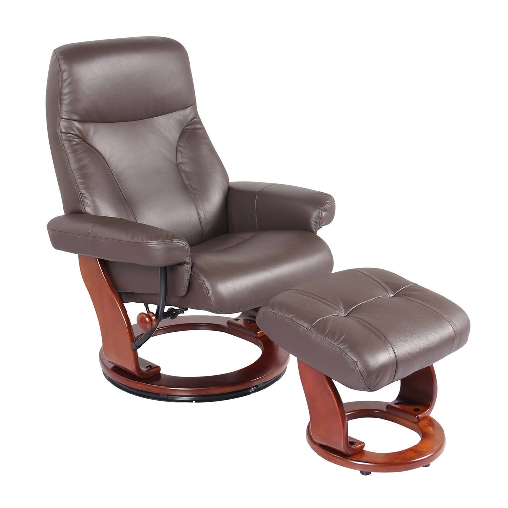 Taupe Leather Recliner and Ottoman X6581