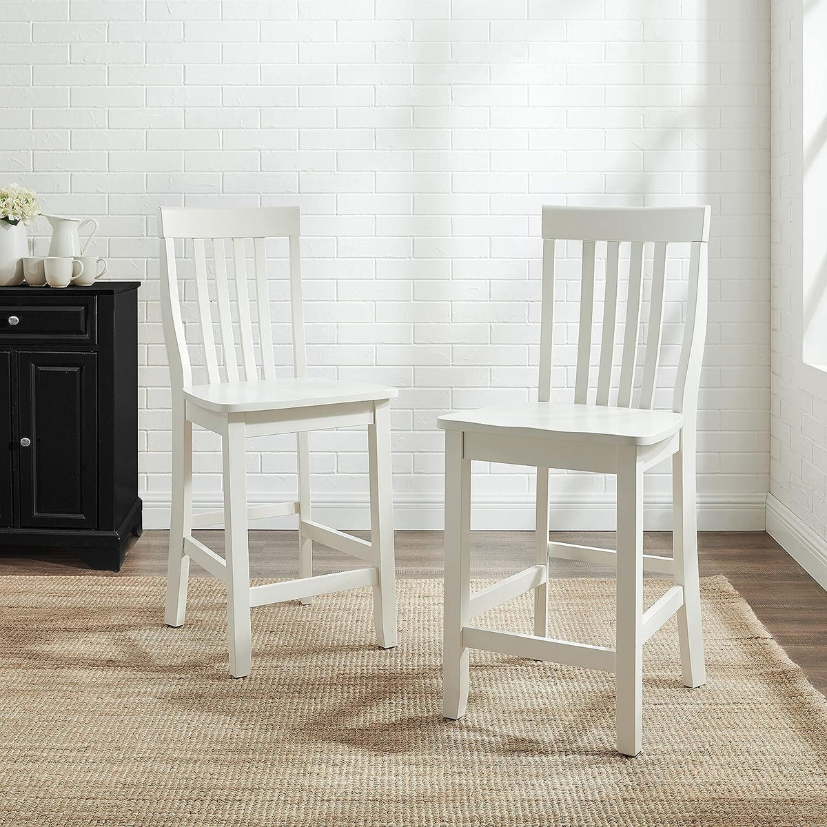White Wooden Counter Stool Set of 2 O787857